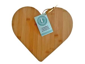 heart shaped cutting board organic bamboo 12 x 13.5 large generous size perfectly crafted to serve or hang valentines day romantic gift meat cheese charcuterie wood tray