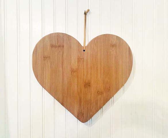 Heart Shaped Cutting Board Organic Bamboo 12 x 13.5 Large Generous Size Perfectly Crafted to Serve or Hang Valentines Day Romantic Gift Meat Cheese Charcuterie Wood Tray