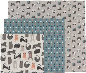 danica now designs cats beeswax wrap, 3 ct