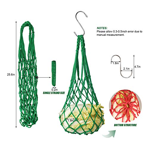 Roundler Chicken Veggies Skewer Fruit Holder Bag,Pet Chicken Vegetable Cabbage Snack Hanging Feeder Toy with Hook for Hens,Hen Toys for Chickens,Goose,Duck,Large Birds (Red+Green+Orange)