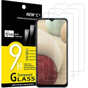 new'c [3 pack] designed for samsung galaxy a12, galaxy a02s screen protector tempered glass, case friendly ultra resistant