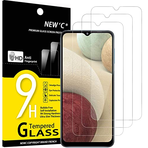 NEW'C [3 Pack] Designed for Samsung Galaxy A12, Galaxy A02s Screen Protector Tempered Glass, Case Friendly Ultra Resistant