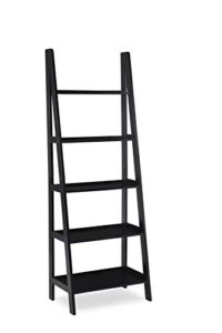 linon gleason modern classic black ladder bookshelf