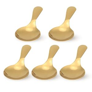 5pcs Mini Scoop for Canisters, Gold Mini Spoon Candy Scoops Stainless Steel Short Handle Spoon Salt Spoons Condiments Spoon Dessert Spoon