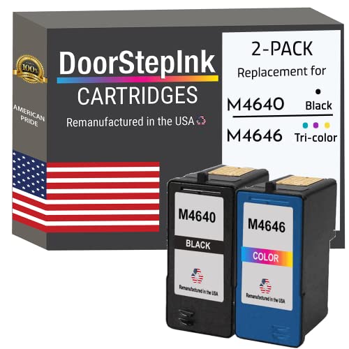 DoorStepInk Remanufactured in The USA Ink Cartridge Replacements for Dell Series 5 M4640 M4646 Black Color Combo Pack Photo All-in-One 922 924 942 944 946 962 964