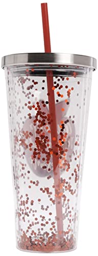 Spoontiques - Glitter Filled Acrylic Tumbler - Glitter Cup with Straw - 20 oz - Stainless Steel Locking Lid with Straw - Double Wall Insulated - BPA Free - Teacher