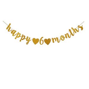 happy 6 months banner, gold paper party sign, happy half banner, kids' half year old birthday party decorations