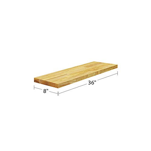 BenchPro Floating Shelf Wall Mounted Solid Butcherblock Shelf 8" Depth x 36" Length x 1" Thick