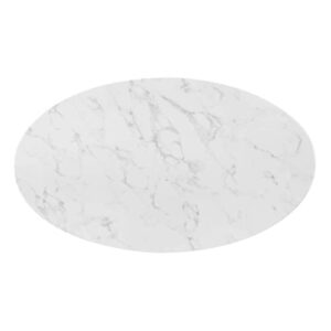 Modway Zinque Artificial Marble Dining Table, 48 Inch, Gold White