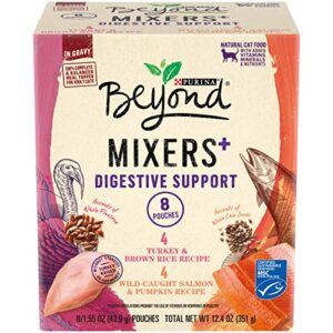 purina beyond natural, limited ingredient wet cat food complement variety pack, mixers+ digestive support - (2 packs of 8) 1.55 oz. pouches
