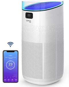 one products smart hepa air purifier, uv light sanitizer, covers small to large room, kills 99.99% germs, bacteria, allergies, pollen, smoke, dust, pet dander, work with alexa, google, athena(osap02)