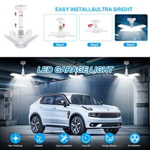 GoolRC 4-Pack Garage Lights Dimmable LED Garage Lights Ceiling, 38W 6000LM 6500K LED Garage Ceiling Lights with 4 Adjustable Panels for Garages, Workshop,Indoor, Outdoor, and Warehouse(E27/B22 LED)