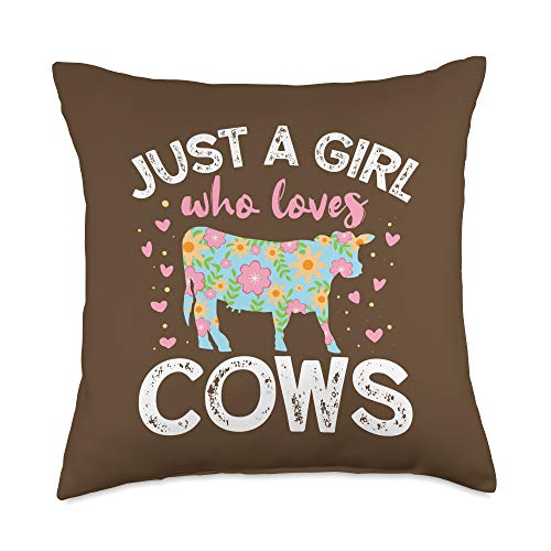 Just a Girl Who Loves Cows Cow Lover Gift Farmer Ranch Funny Throw Pillow, 18x18, Multicolor