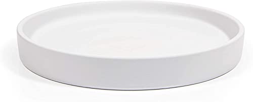 Willowy Matte White Ceramic Pot Saucer - Drainage Tray for 9, 10, 11, 12 Inch Planters + More Sizes