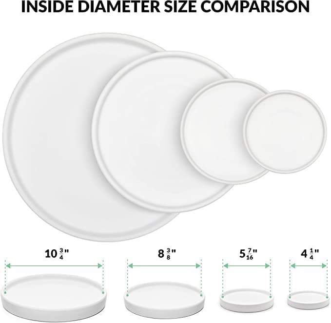 Willowy Matte White Ceramic Pot Saucer - Drainage Tray for 9, 10, 11, 12 Inch Planters + More Sizes