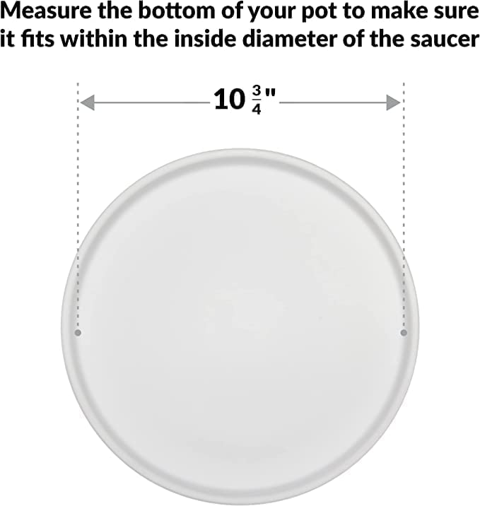 Willowy Matte White Ceramic Pot Saucer - Drainage Tray for 9, 10, 11, 12 Inch Planters + More Sizes