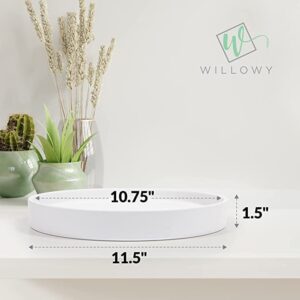 Willowy Matte White Ceramic Pot Saucer - Drainage Tray for 9, 10, 11, 12 Inch Planters + More Sizes