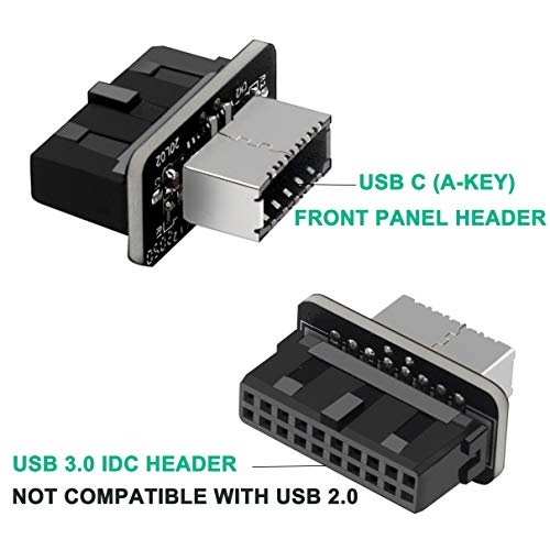 JoyReken USB Front Panel Adapter, Vertical USB C Header Adapter, USB 3.1 Type-E Key-A to USB 3.0 20Pin Header Converter for Type C Motherboard