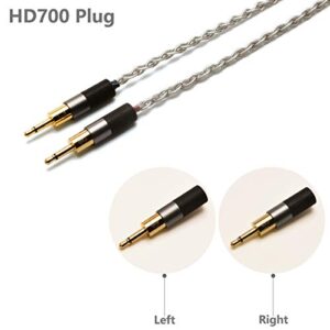 GUCraftsman 6N Single Crystal Silver Upgrade Headphones Cable 4Pin XLR/2.5mm/4.4mm Balance Headphone Upgrade Cable for SENNHEISER HD700 (4.4mm Plug)