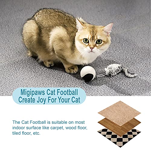 Migipaws Cat Toys, Automatic Moving Ball Bundle Classic Mice + Feather Kitten Toys in Pack. DIY N in 1 Pets Smart Electric Teaser, USB Rechargeable (White)