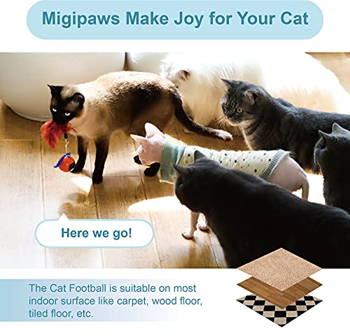 Migipaws Cat Toys, Automatic Moving Ball Bundle Classic Mice + Feather Kitten Toys in Pack. DIY N in 1 Pets Smart Electric Teaser, USB Rechargeable (White)