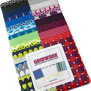 Christa Watson Gridwork Strip-Pies 40 2.5-inch Strips Jelly Roll Benartex