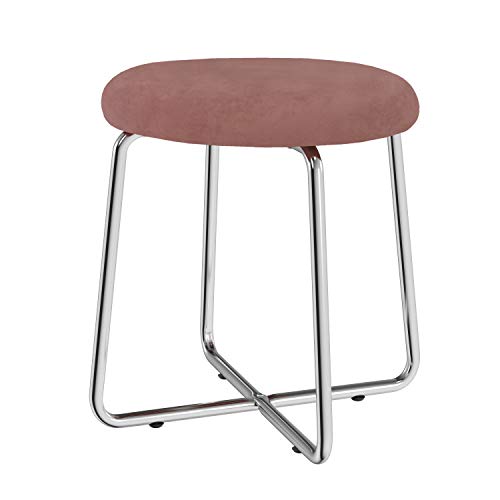 Hillsdale Round Backless Metal Vanity Stool with Upholstered Seat, Pink, 51111