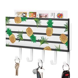 key holder, wall mounted key hook, pineapple plant fruit oregon pine branch, wall entryway mail holder, wall mail organizer, decorative key organizer rack with 5 hooks