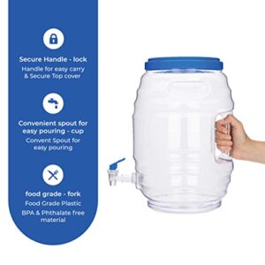 CHAMPS 5 Gallon Jug with Lid and Spout - Aguas Frescas Vitrolero Plastic Water Container - 5 Gallon Drink Dispenser - Large Beverage Dispenser Ideal for Agua fresca and Juice - Drink Jar Containers