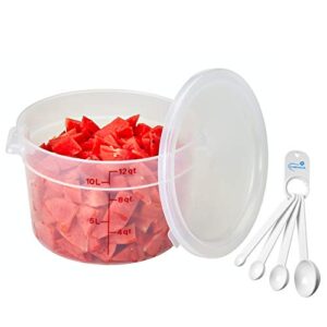 lumintrail cambro 12 quart round food storage container translucent with lid bundle includes a measuring spoon set