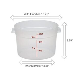 Lumintrail Cambro 12 Quart Round Food Storage Container Translucent with Lid Bundle Includes a Measuring Spoon Set