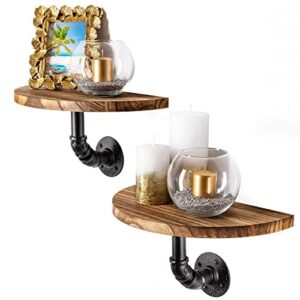 clarke`s decor floating shelves for wall - hanging shelves set of 2. wall mounted shelves with industrial pipes. rustic wood shelves for bedroom, living room, bathroom or small wooden display shelf