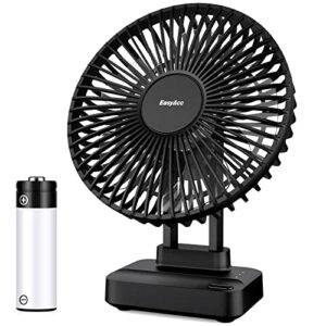 easyacc 7 inch desktop battery table fan, bedroom fan [ ultra-quiet comfortable wind fan ] 6700 battery 3 speed 90°tilt desk fan with type c, electric cooling fan for bedroom (battery&usb power)