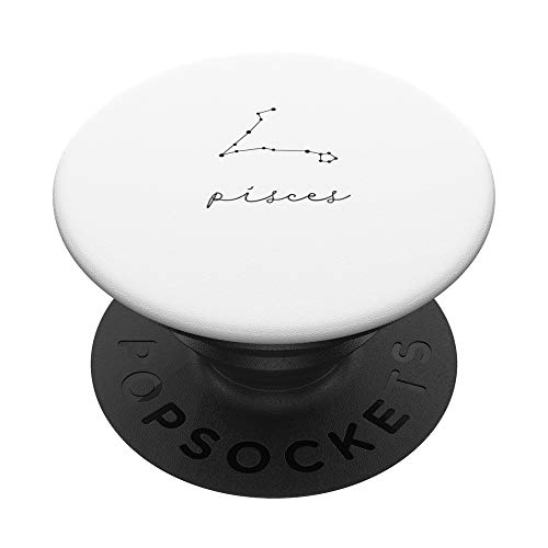 Minimal Pisces Lettering Astrology Zodiac Sign PopSockets PopGrip: Swappable Grip for Phones & Tablets