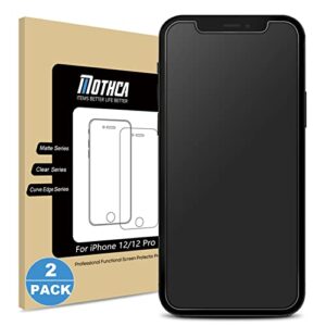 mothca 2 pack matte glass screen protector for iphone 12 pro/12 anti-glare & anti-fingerprint tempered glass clear film case friendly bubble free for iphone 12/12 pro 6.1-inch (2020)-smooth as silk