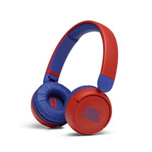 jbl jr310bt kids wireless on-ear headphones - bluetooth headphones with microphone, safe sound under 85db volume, 30h battery, foldable, comfort, easy, soft, cool colors (red)