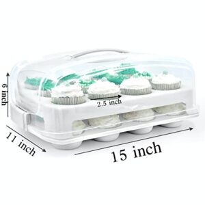 Top Shelf Elements Cupcake Carrier, Fashionable White Cupcake Holder Carries 24 Standard-Size Cupcakes, Durable Muffin Traveler Two Tier Stand and Reusable Cupcake Box