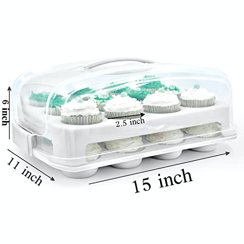 Top Shelf Elements Cupcake Carrier, Fashionable White Cupcake Holder Carries 24 Standard-Size Cupcakes, Durable Muffin Traveler Two Tier Stand and Reusable Cupcake Box