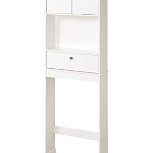 Zenna Home Drop Door Over-the-Toilet Bathroom Spacesaver, Bath-Storage Shelves with Leg Extensions, White