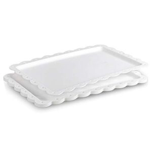 serving tray food tray for fast food | snack | fruit | dessert - plastic trays serving platter for kitchen | cafeteria | restaurant | party | 14 x 9 inches （4 pack)