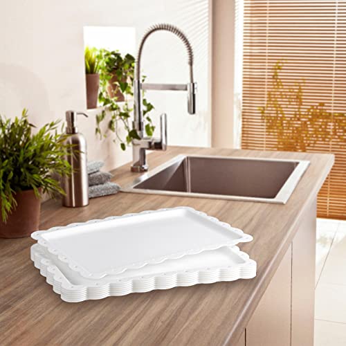 Serving Tray Food Tray for Fast Food | Snack | Fruit | Dessert - Plastic Trays Serving Platter for Kitchen | Cafeteria | Restaurant | Party | 14 x 9 Inches （4 pack)