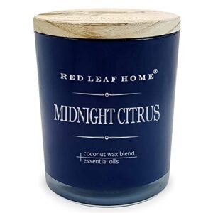 red leaf home | midnight citrus candle with wooden lid | large | aromatherapy | the man collection | 15.5oz jar