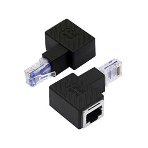 yacsejao cat5e/cat6 rj45 ethernet adapter，2pack 90 degree ethernet rj45 / 8p8c male to female right angle adapter support cat6 / cat5e / cat5 standard lan cable（down）