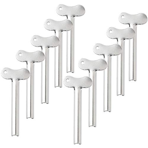 Framendino, 10 Pack Stainless Steel Tube Squeezer Toothpaste Squeezer Keys Dispenser Roller for Toothpaste Cosmetic Silver