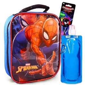 marvel spiderman lunch box set - spiderman school supplies bundle featuring spiderman stickers and cars water pouch