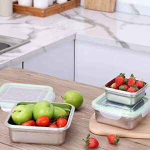 ANDMOON Stainless Steel Food Storage Containers with Lids Lunch Containers LeakProof Set of 3 (400ml,750ml,1200ml)-Friendly Stackable Bento Box - Lunch Box, Snack Boxes for People, Kitchen Storage