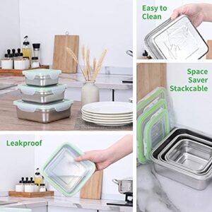 ANDMOON Stainless Steel Food Storage Containers with Lids Lunch Containers LeakProof Set of 3 (400ml,750ml,1200ml)-Friendly Stackable Bento Box - Lunch Box, Snack Boxes for People, Kitchen Storage