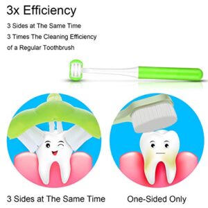 Patelai 4 Pieces Autism Toothbrush for Special Needs Soft Wrap-Around Training Tooth Brush Saving Time for Kids, Gentle Clean Tooth to Completely Cover The Toothbrush (Blue, Yellow, Green, Red)