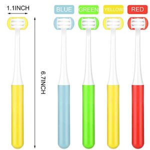 Patelai 4 Pieces Autism Toothbrush for Special Needs Soft Wrap-Around Training Tooth Brush Saving Time for Kids, Gentle Clean Tooth to Completely Cover The Toothbrush (Blue, Yellow, Green, Red)