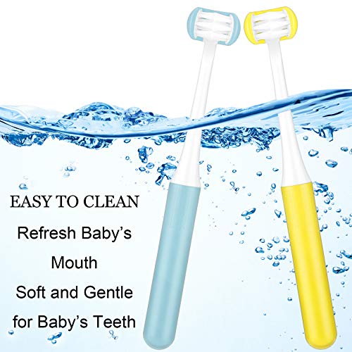 Patelai 4 Pieces Autism Toothbrush for Special Needs Soft Wrap-Around Training Tooth Brush Saving Time for Kids, Gentle Clean Tooth to Completely Cover The Toothbrush (Blue, Yellow, Green, Red)